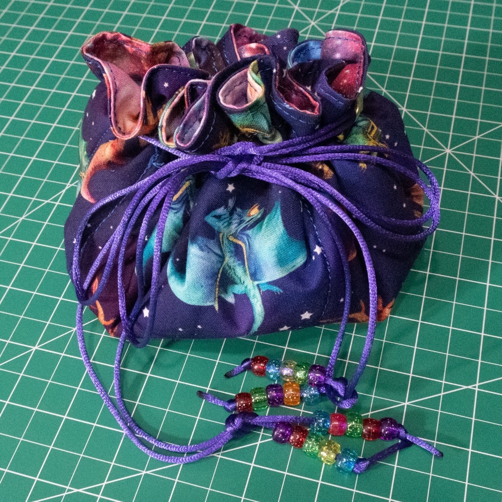 Dragon DND Bag Or Jewelry Bag Dice And Throw Bag Handmade Drawstring Fabric Bag